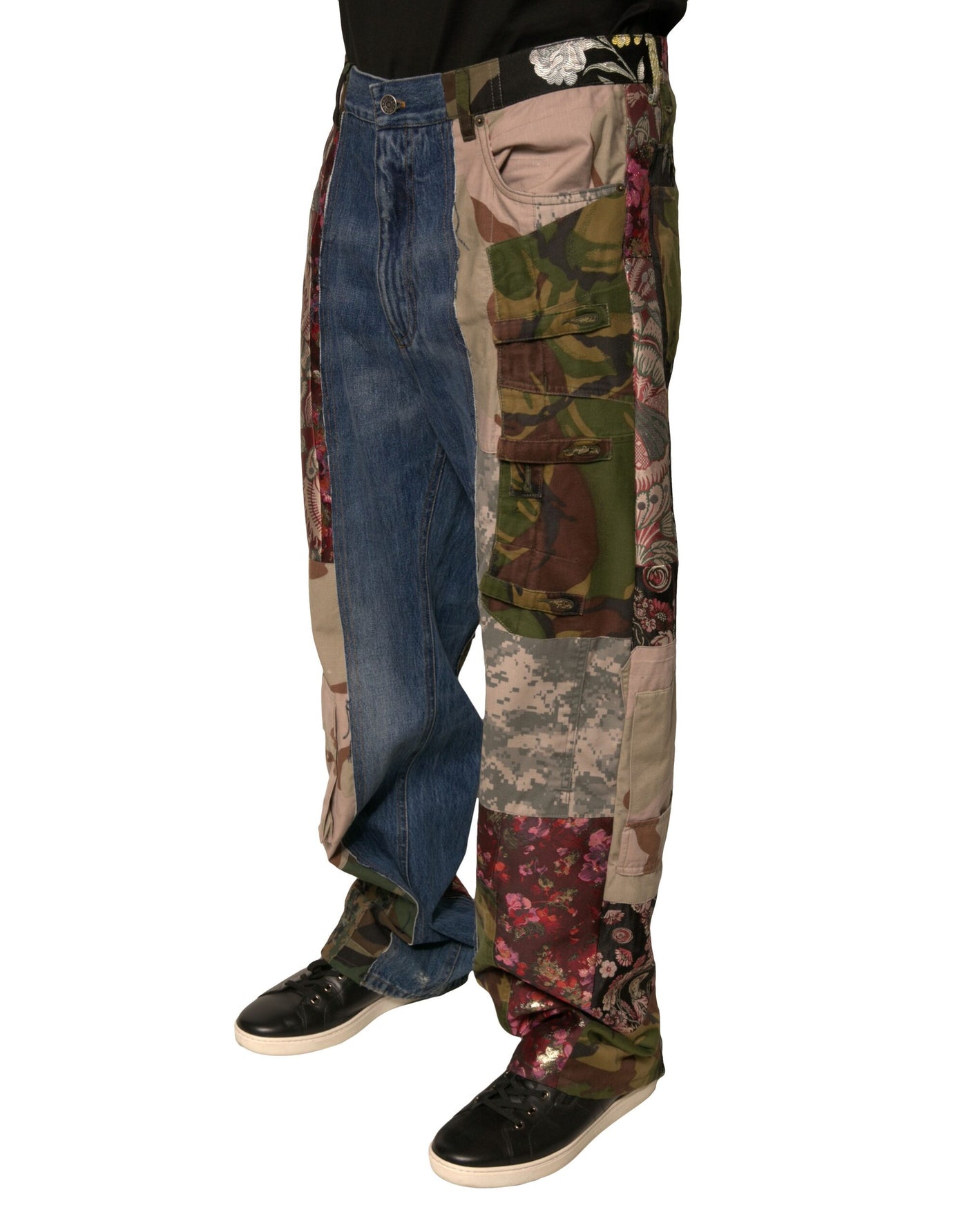 Dolce &amp; Gabbana blauwe patchwork katoenen rechte denim jeans