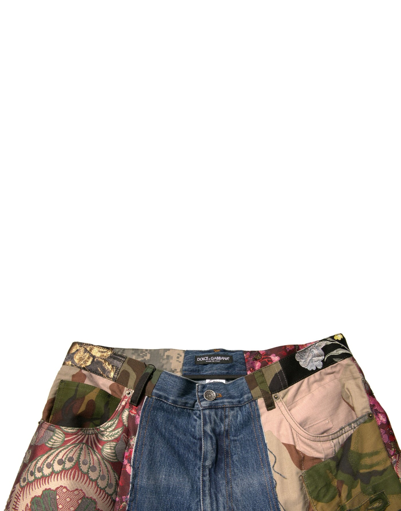 Dolce &amp; Gabbana blauwe patchwork katoenen rechte denim jeans