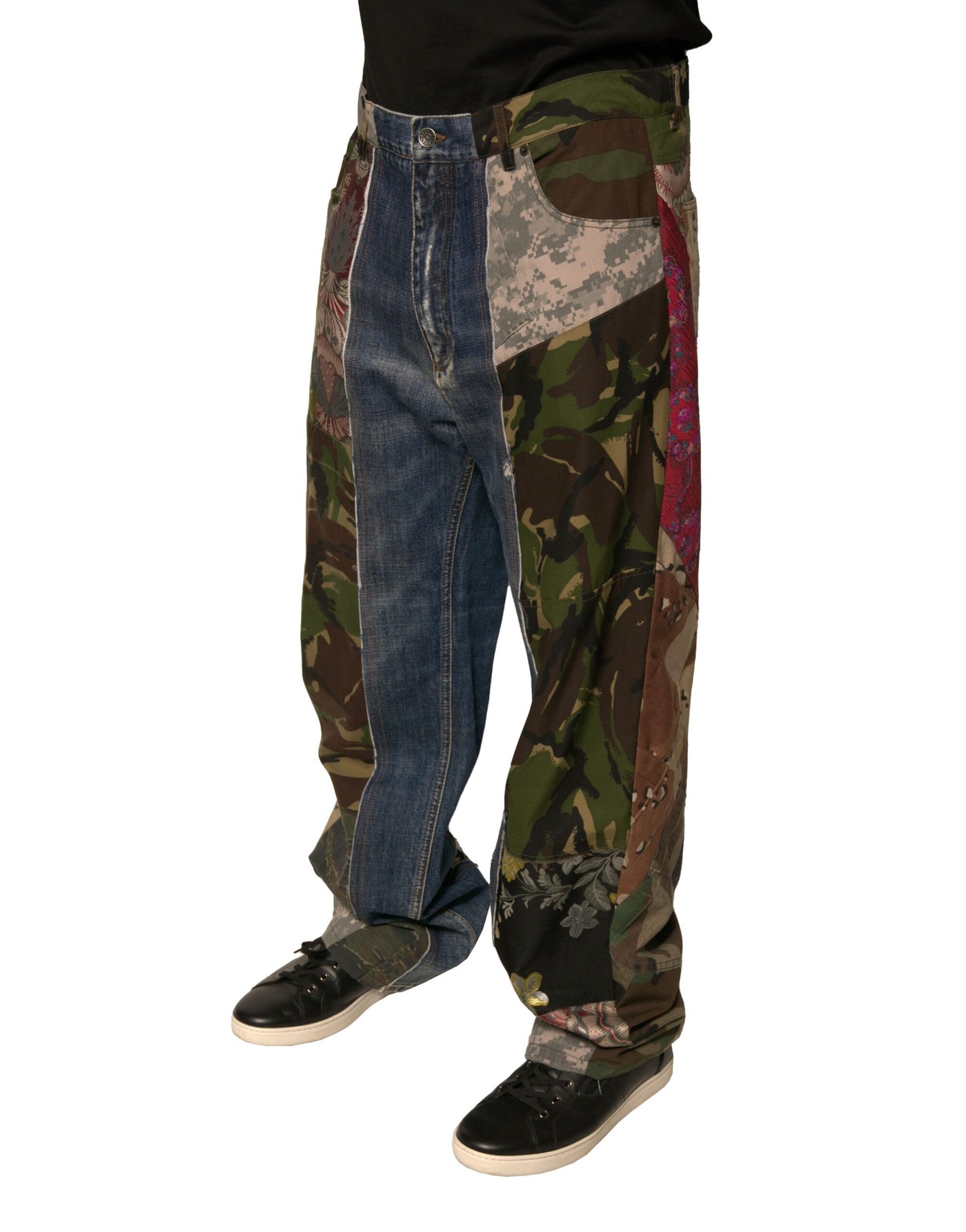 Dolce &amp; Gabbana blauwe patchwork katoenen rechte denim jeans