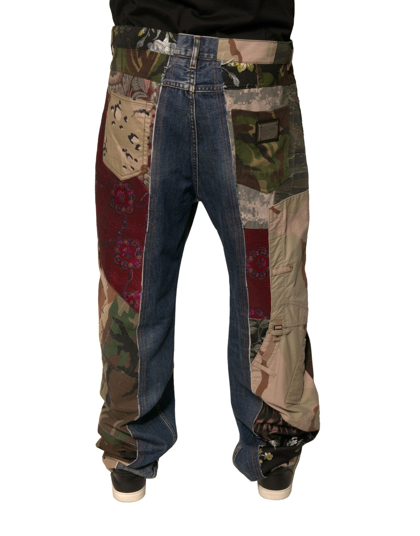 Dolce &amp; Gabbana blauwe patchwork katoenen rechte denim jeans