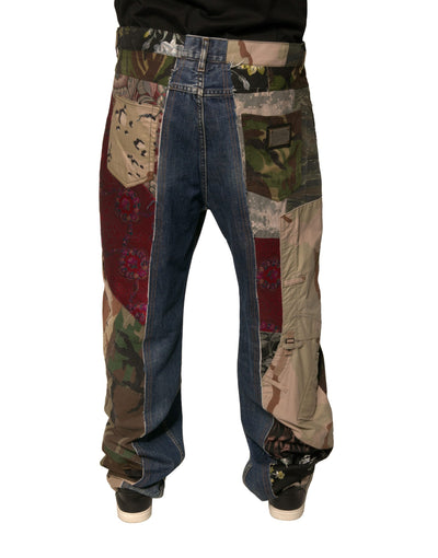 Dolce &amp; Gabbana blauwe patchwork katoenen rechte denim jeans