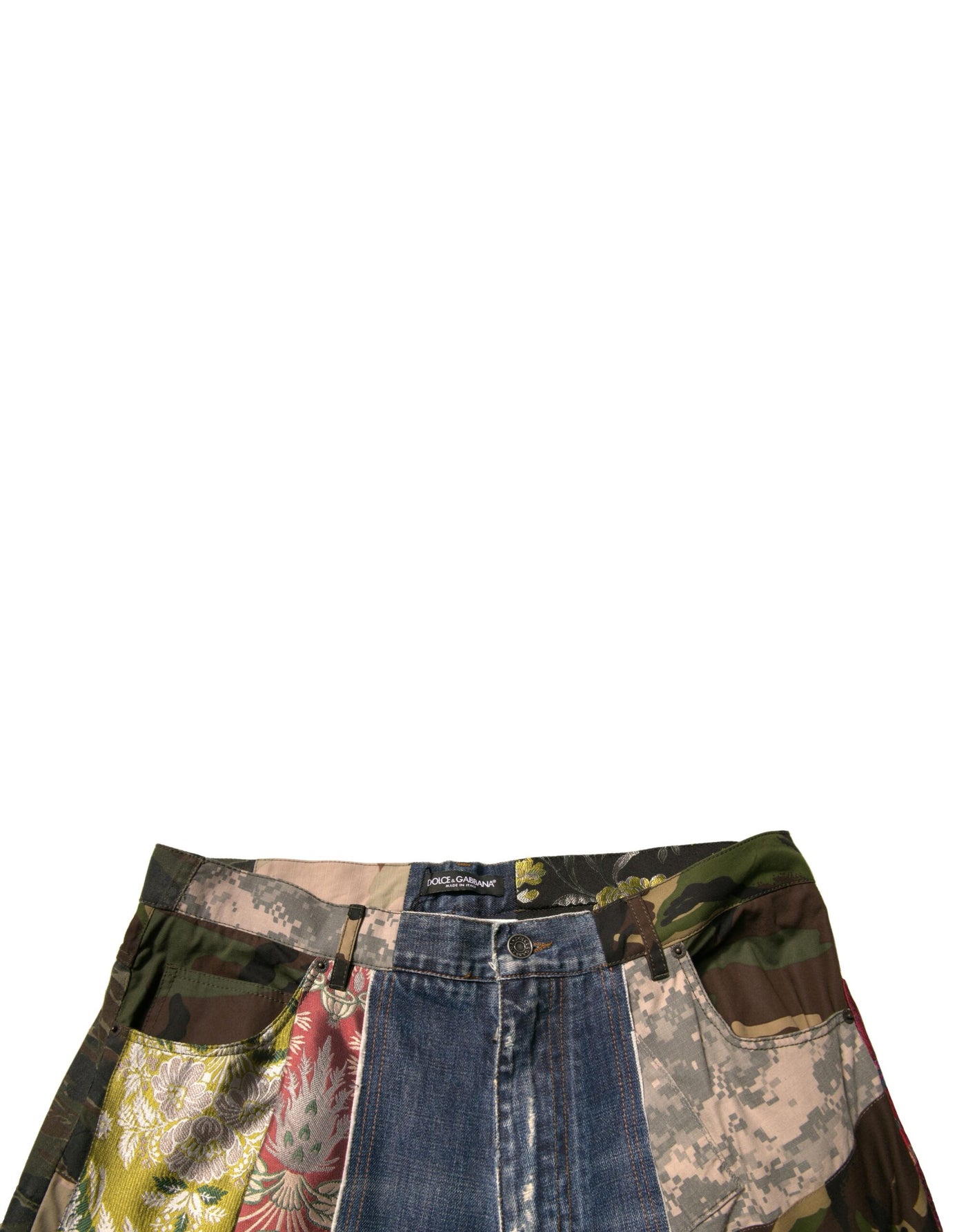 Dolce &amp; Gabbana blauwe patchwork katoenen rechte denim jeans