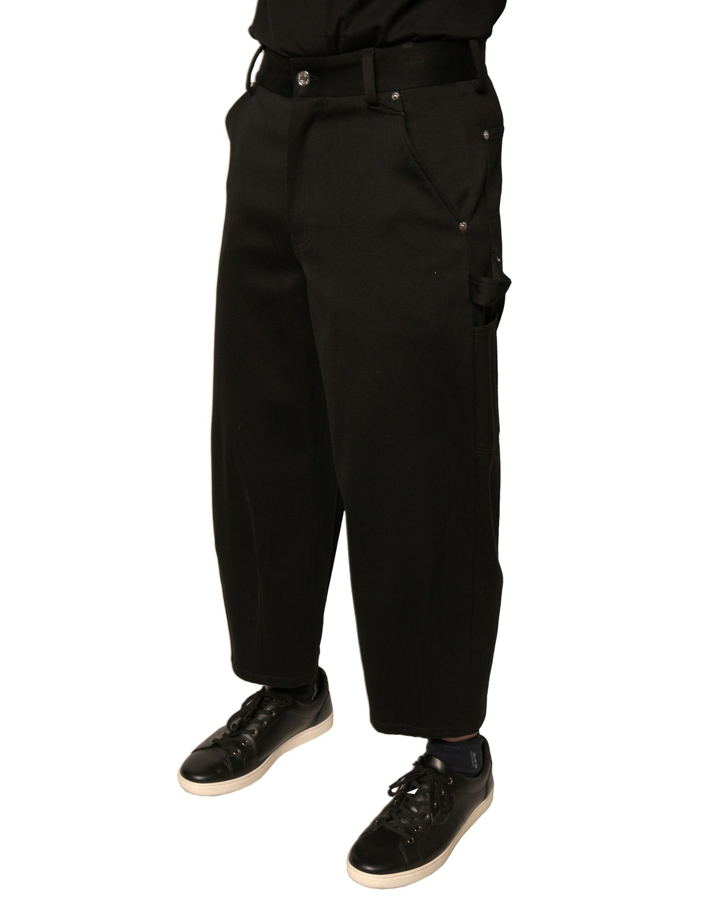 Dolce &amp; Gabbana zwarte katoenen cropped broek met middelhoge taille
