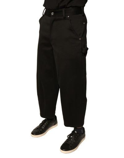 Dolce &amp; Gabbana zwarte katoenen cropped broek met middelhoge taille