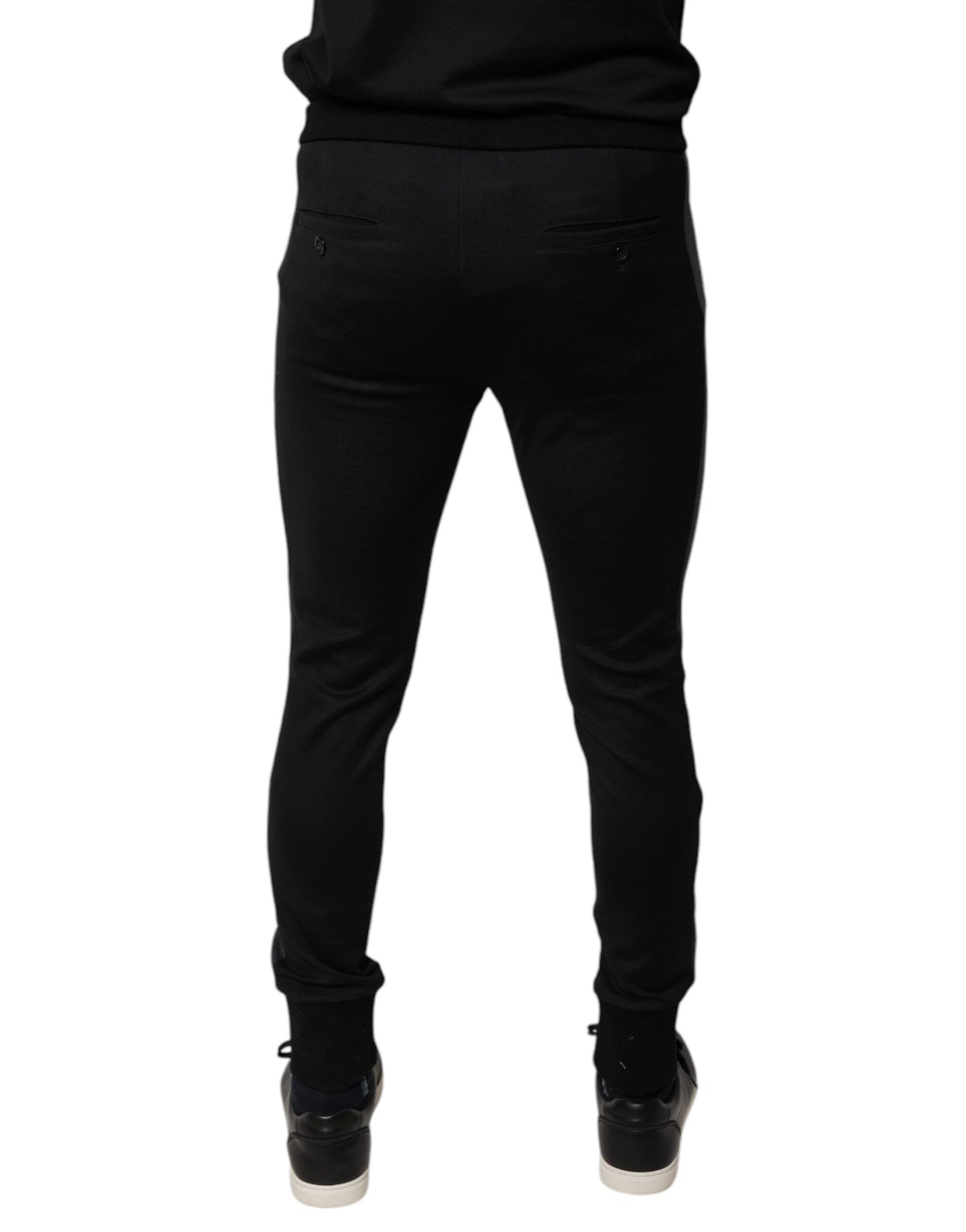 Dolce &amp; Gabbana Zwarte Slim Fit Broek met Hoefijzerversiering van Wol