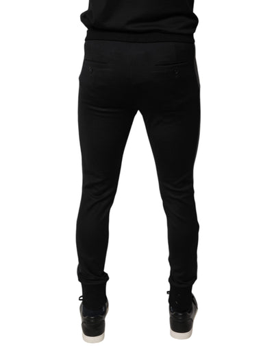 Dolce &amp; Gabbana Zwarte Slim Fit Broek met Hoefijzerversiering van Wol