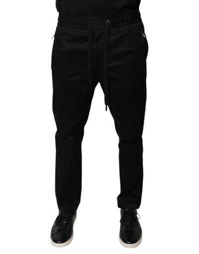 Dolce &amp; Gabbana Zwarte Katoenen Stretch Skinny Joggingbroek