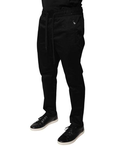 Dolce &amp; Gabbana Zwarte Katoenen Stretch Skinny Joggingbroek
