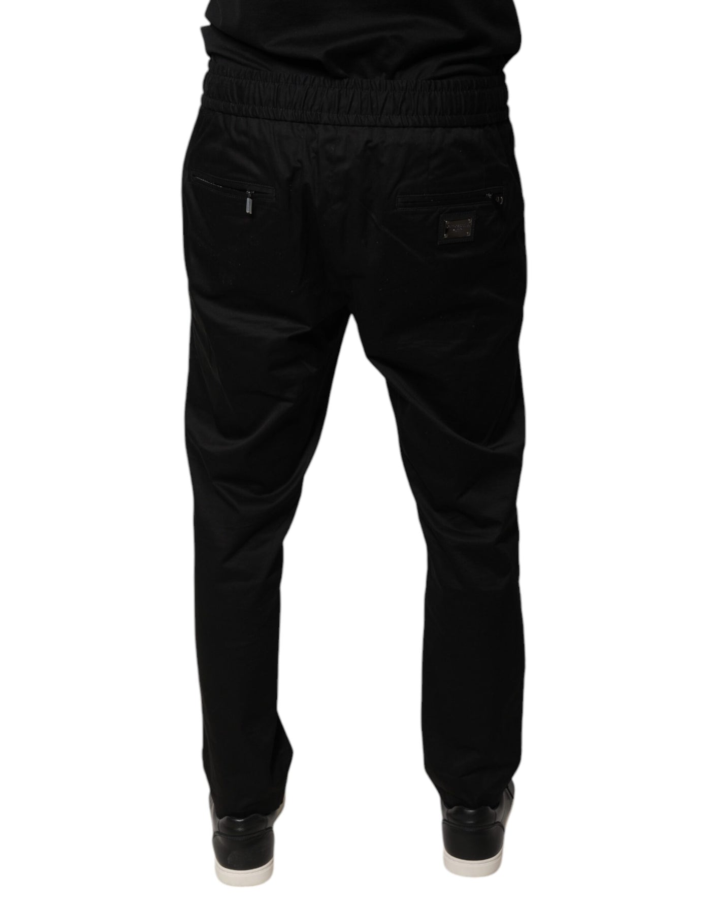 Dolce &amp; Gabbana Zwarte Katoenen Stretch Skinny Joggingbroek