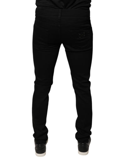 Dolce &amp; Gabbana zwarte DG Crown Logo katoenen skinny denim jeans