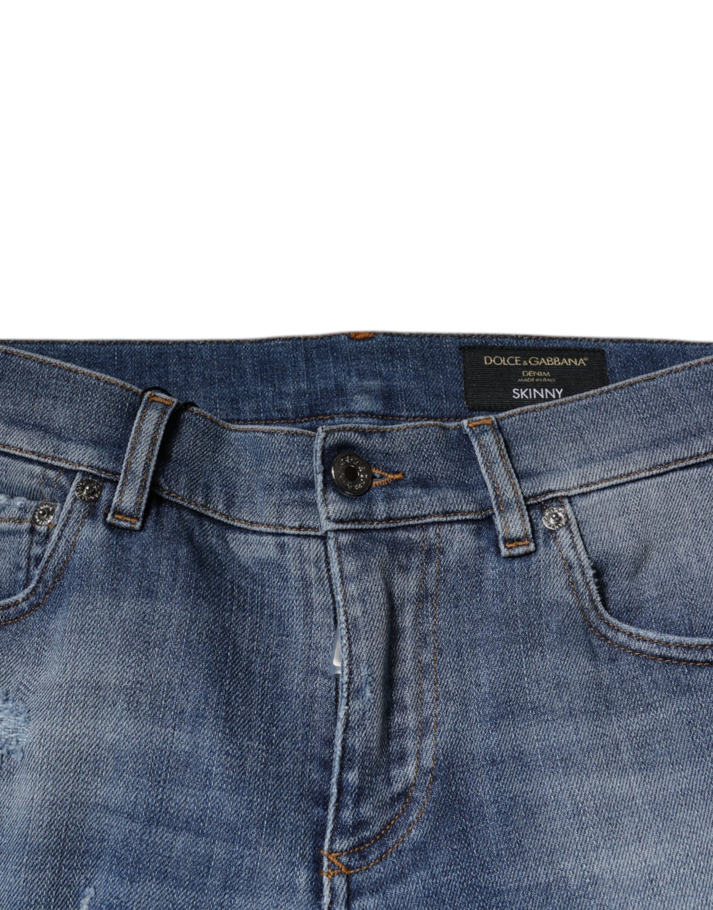 Dolce &amp; Gabbana blauwe skinny denim jeans met gescheurde katoenen stretch
