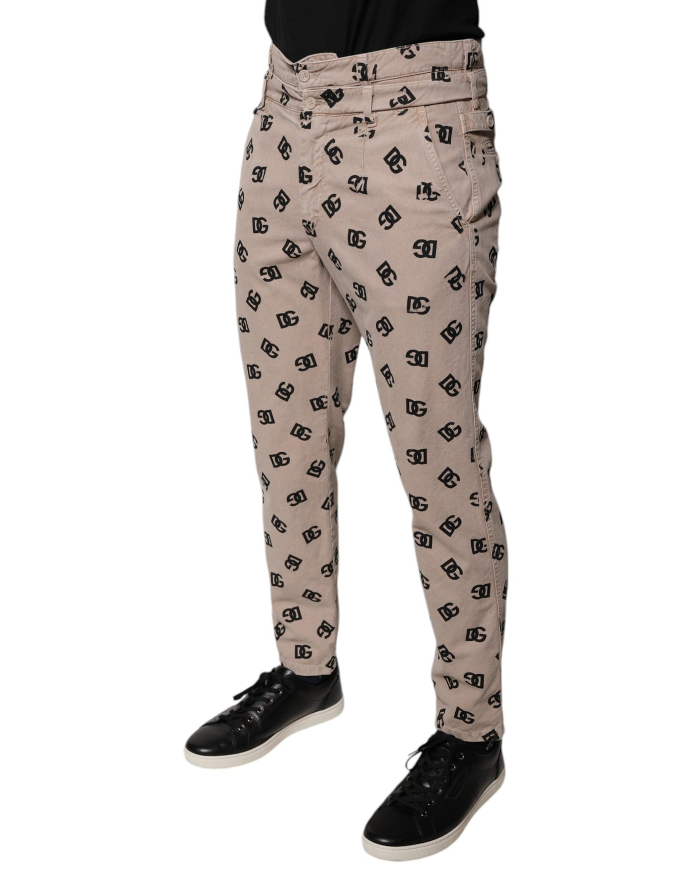 Dolce &amp; Gabbana beige logo katoenen skinny denim jeans