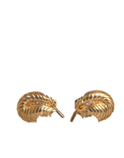 Dolce &amp; Gabbana Gouden 925 Sterling Zilveren Kristallen Blad Manchetknopen