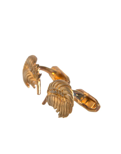 Dolce &amp; Gabbana Gouden 925 Sterling Zilveren Kristallen Blad Manchetknopen