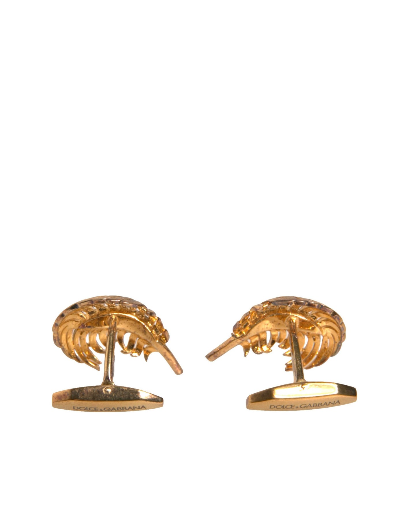 Dolce &amp; Gabbana Gouden 925 Sterling Zilveren Kristallen Blad Manchetknopen