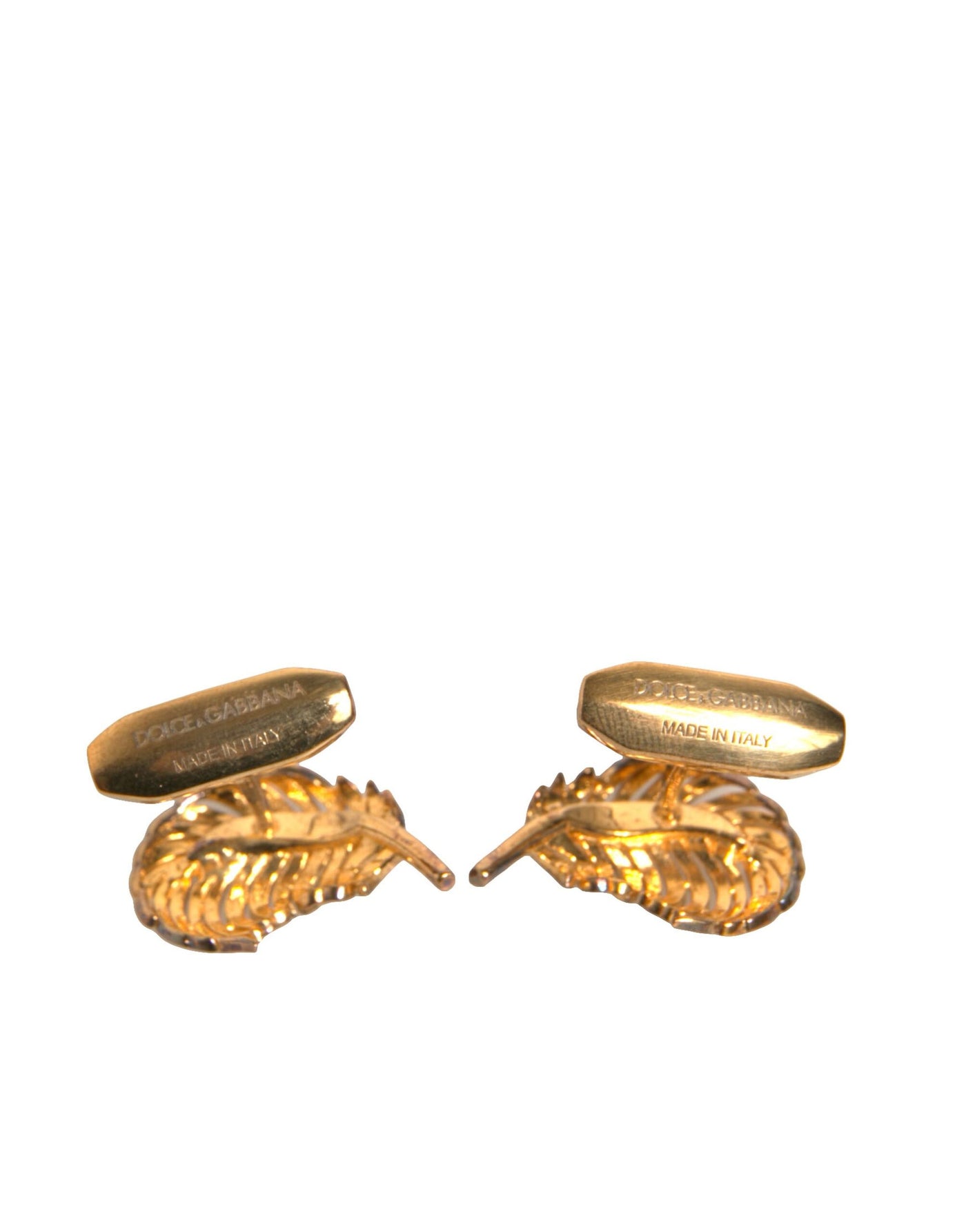 Dolce &amp; Gabbana Gouden 925 Sterling Zilveren Kristallen Blad Manchetknopen