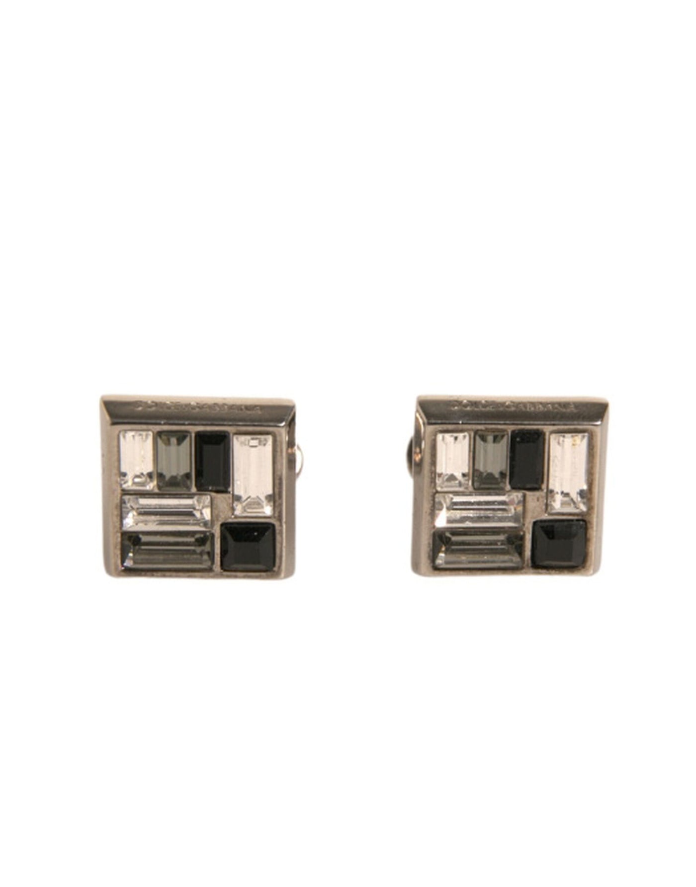 Boutons de manchette Dolce &amp; Gabbana en laiton plaqué argent et cristal