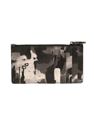 Dolce &amp; Gabbana Multicolor Camouflage Logo Plaque Muntenportemonnee