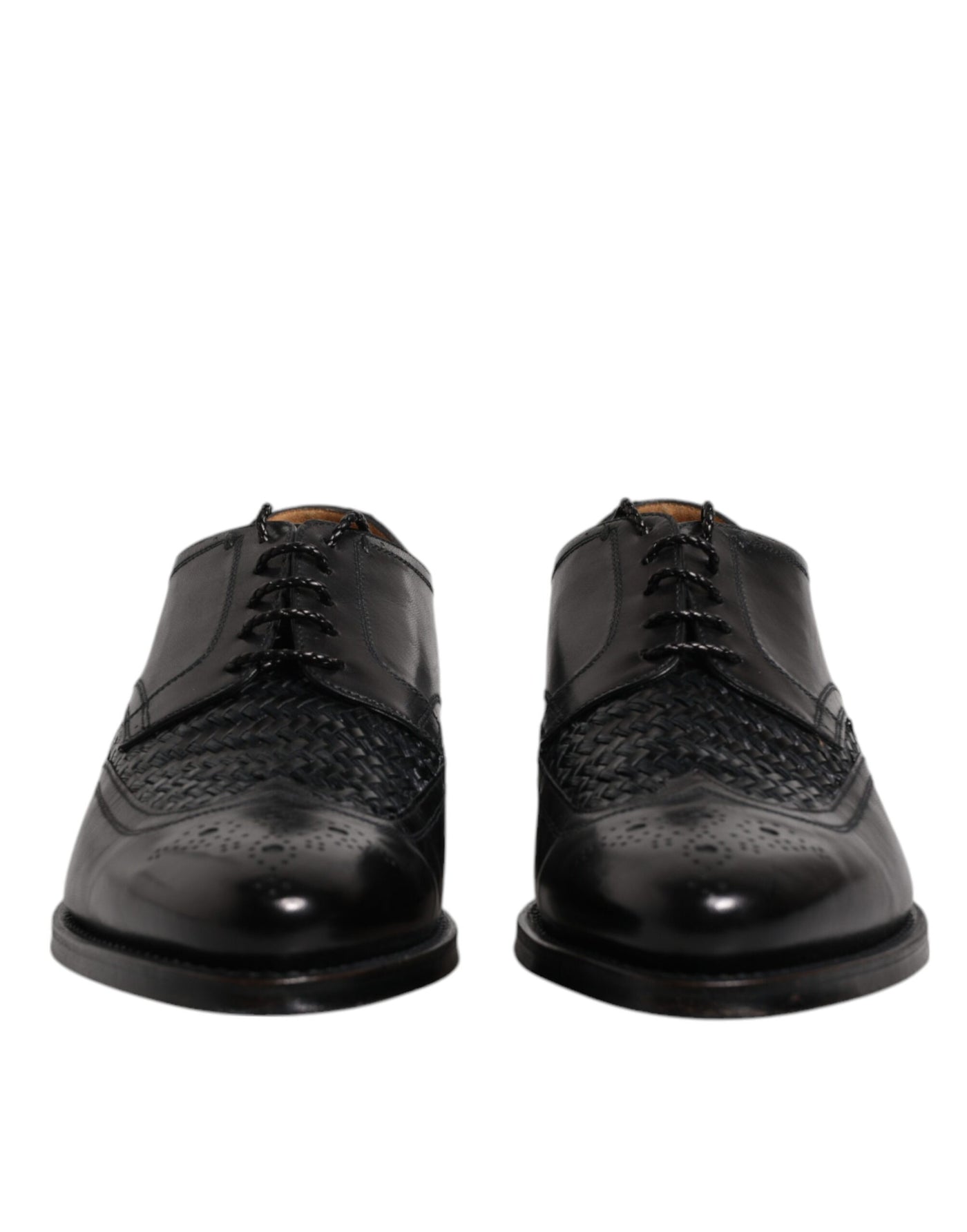 Dolce &amp; Gabbana Zwarte Leren Derby Wingtip Veterschoenen Formele Kleding