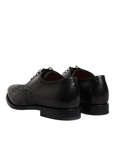 Dolce &amp; Gabbana Zwarte Leren Derby Wingtip Veterschoenen Formele Kleding