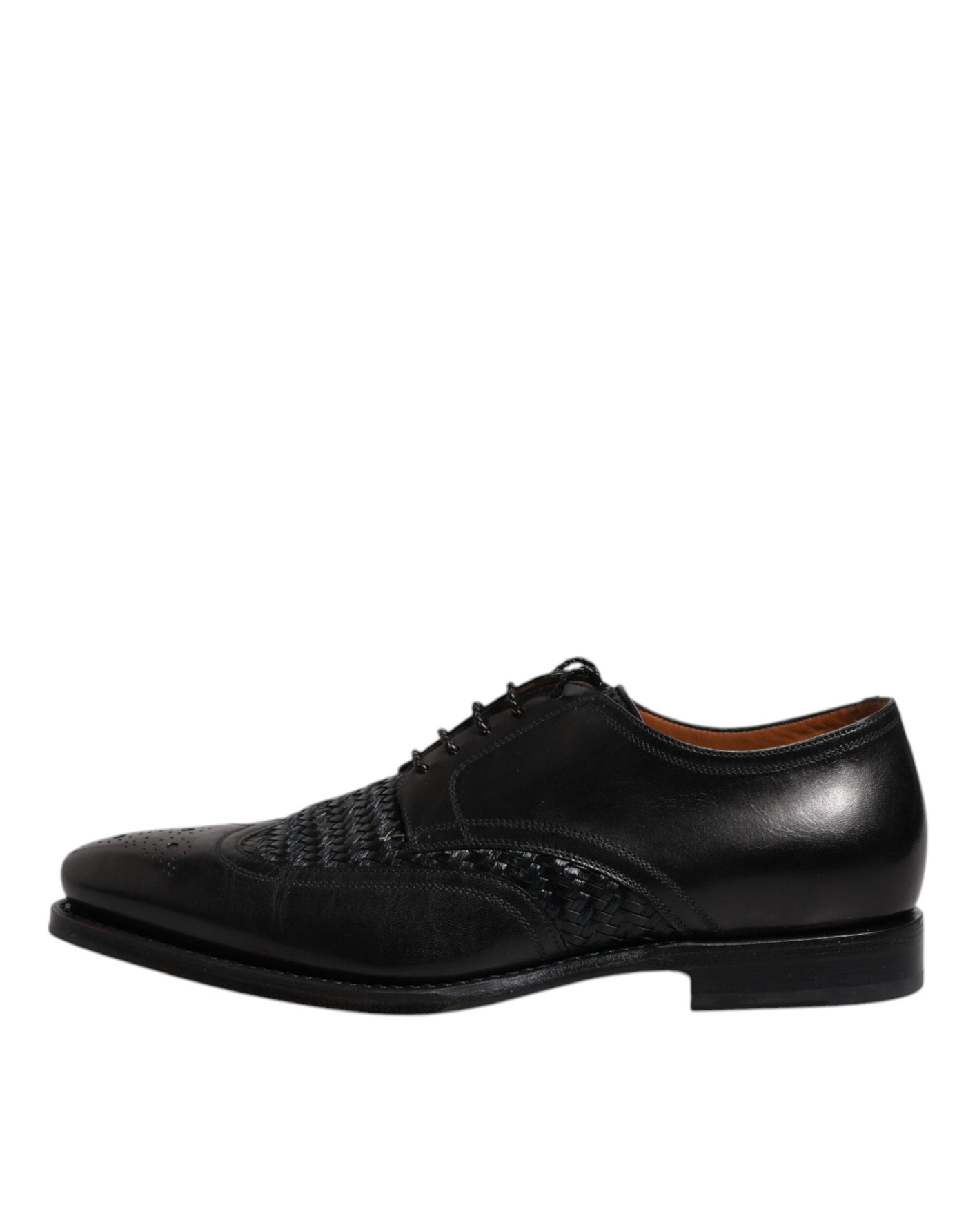 Dolce &amp; Gabbana Zwarte Leren Derby Wingtip Veterschoenen Formele Kleding