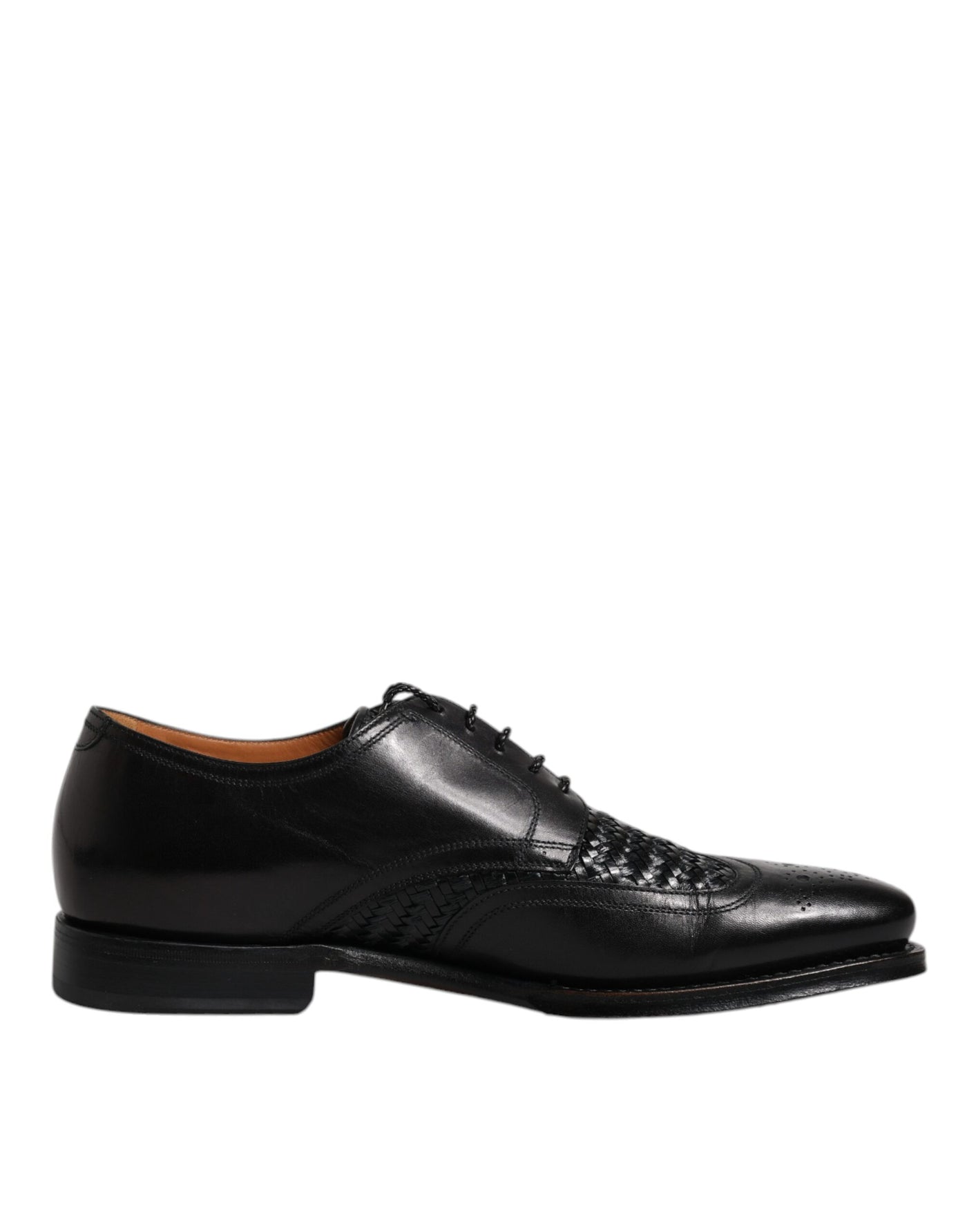 Dolce &amp; Gabbana Zwarte Leren Derby Wingtip Veterschoenen Formele Kleding