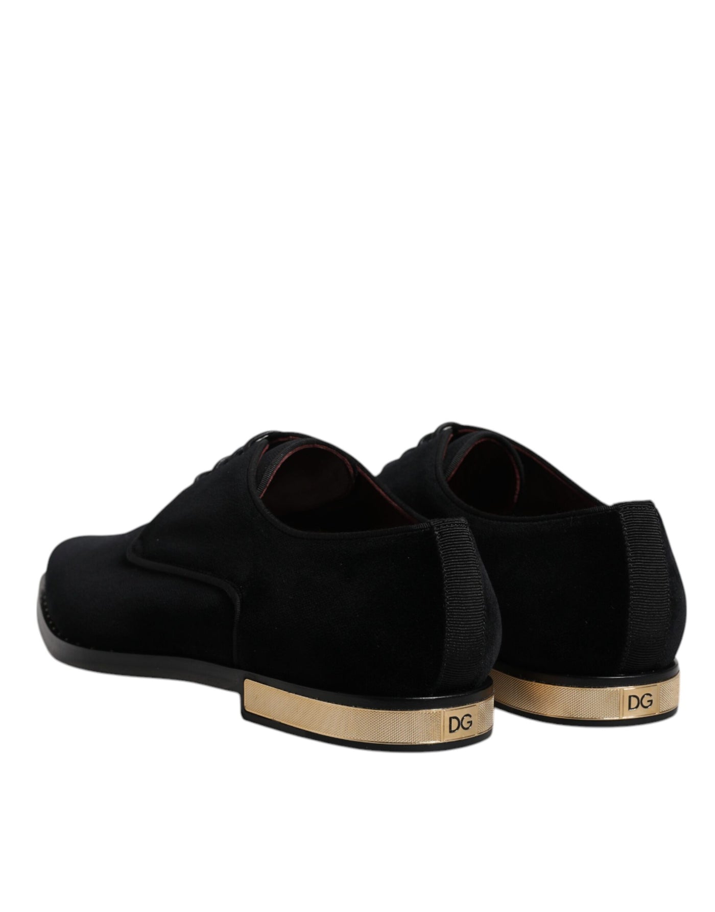 Dolce &amp; Gabbana zwarte fluwelen katoenen veterschoenen
