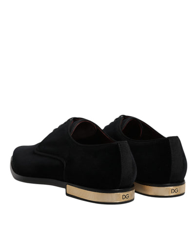 Dolce &amp; Gabbana zwarte fluwelen katoenen veterschoenen