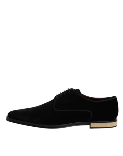 Dolce &amp; Gabbana zwarte fluwelen katoenen veterschoenen