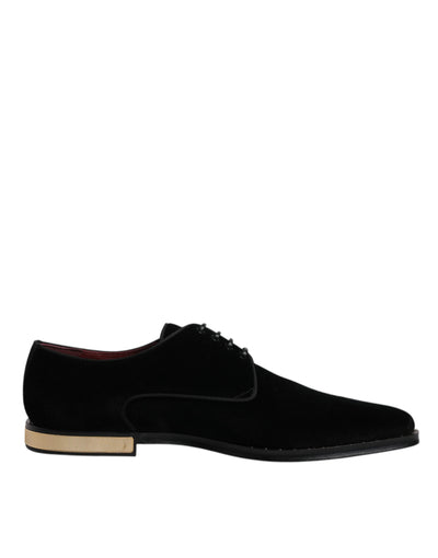 Dolce &amp; Gabbana zwarte fluwelen katoenen veterschoenen