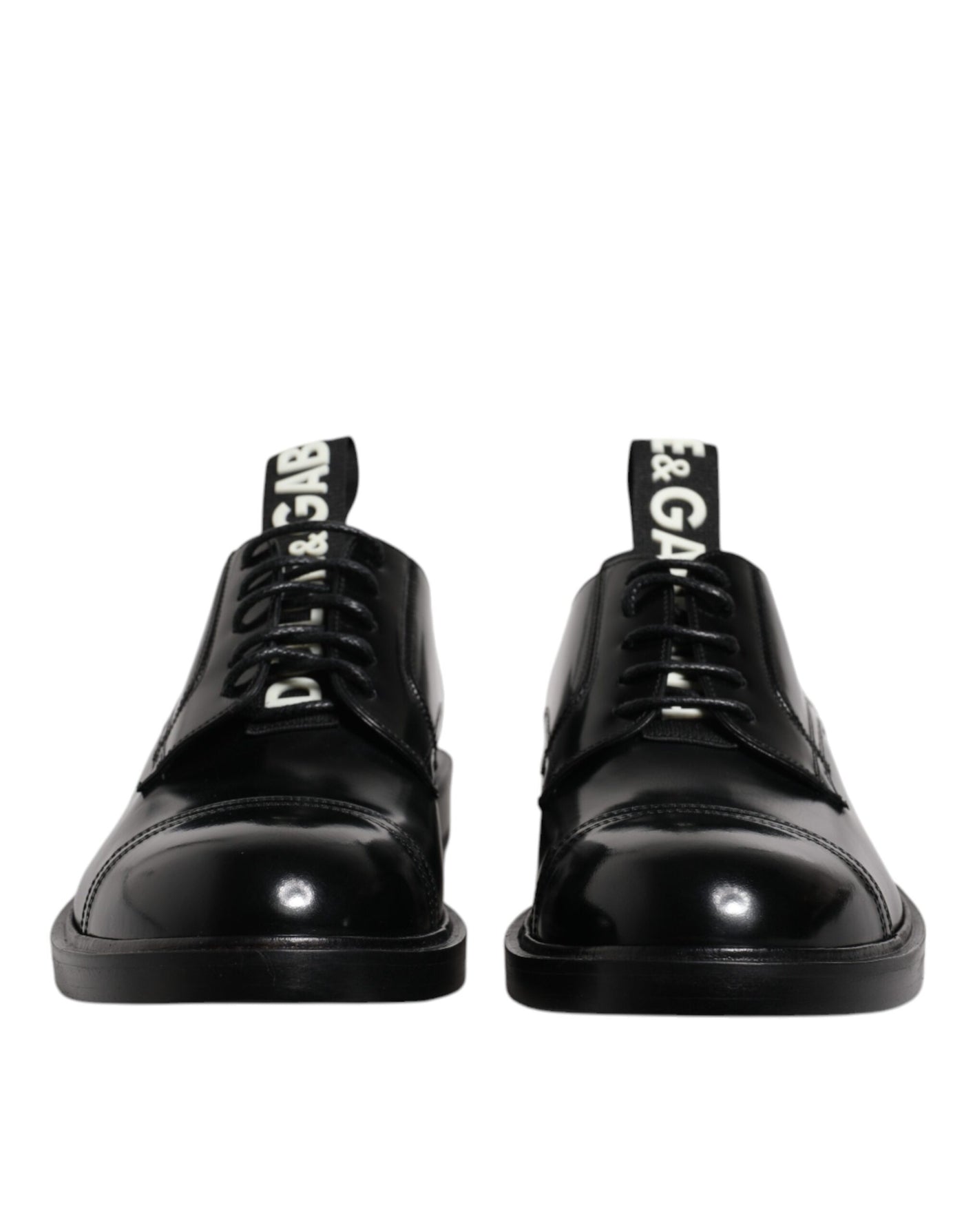 Dolce &amp; Gabbana Zwarte Patent Leather Derby Veterschoenen Formele Kleding
