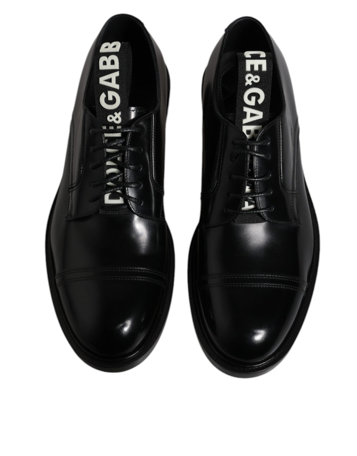 Dolce &amp; Gabbana Zwarte Patent Leather Derby Veterschoenen Formele Kleding