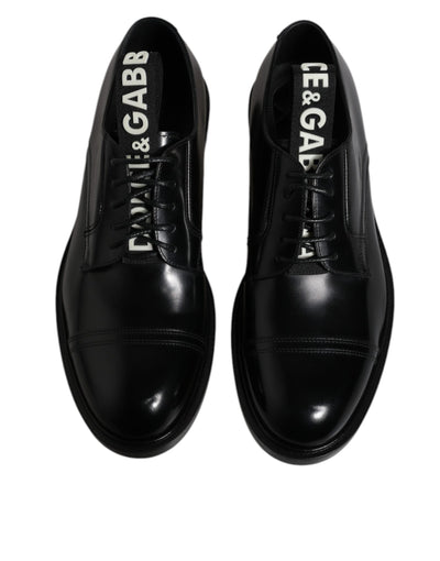 Dolce &amp; Gabbana Zwarte Patent Leather Derby Veterschoenen Formele Kleding