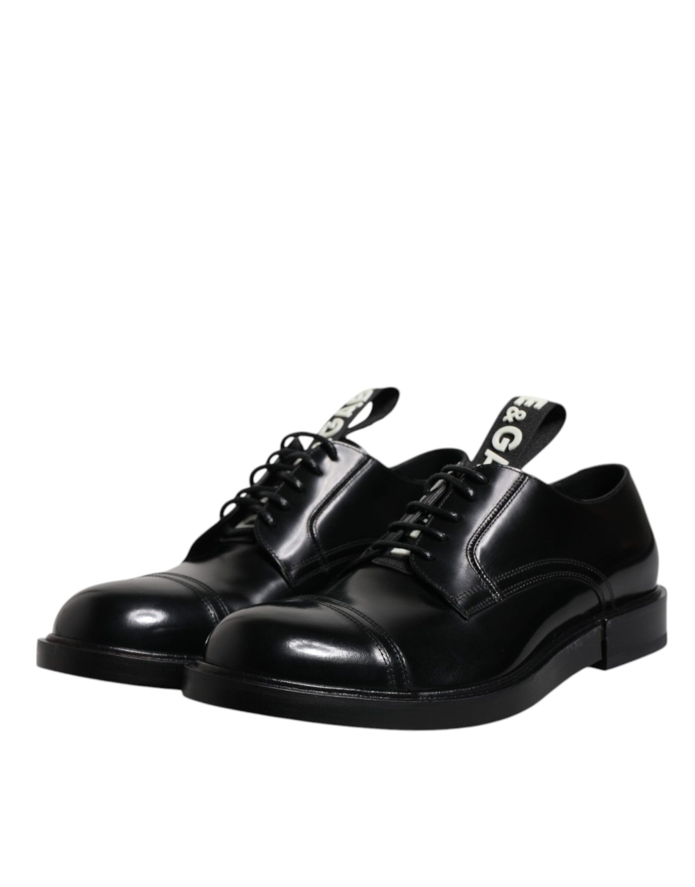 Dolce &amp; Gabbana Zwarte Patent Leather Derby Veterschoenen Formele Kleding