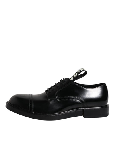 Dolce &amp; Gabbana Zwarte Patent Leather Derby Veterschoenen Formele Kleding