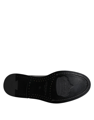 Dolce &amp; Gabbana Zwarte Patent Leather Derby Veterschoenen Formele Kleding