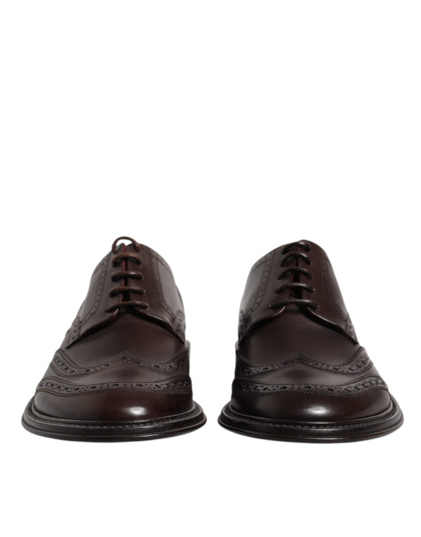 Dolce &amp; Gabbana Bruine Leren Derby Wingtip Veterschoenen Formele Kleding