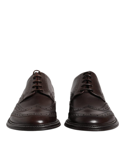 Dolce &amp; Gabbana Bruine Leren Derby Wingtip Veterschoenen Formele Kleding