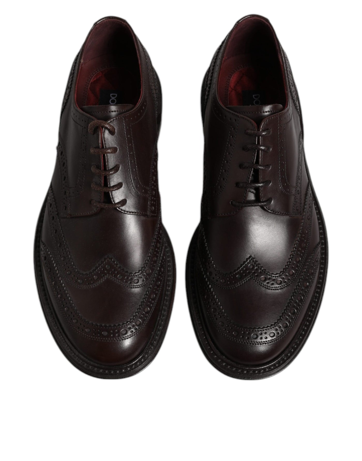Dolce &amp; Gabbana Bruine Leren Derby Wingtip Veterschoenen Formele Kleding