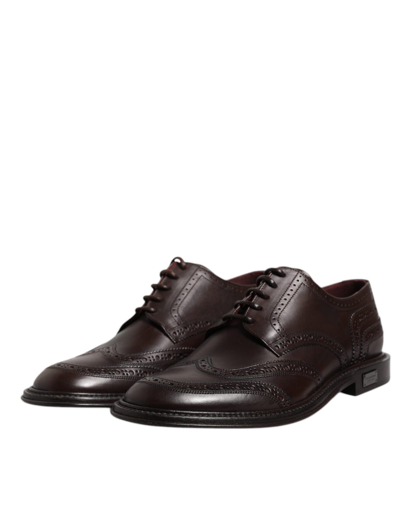 Dolce &amp; Gabbana Bruine Leren Derby Wingtip Veterschoenen Formele Kleding