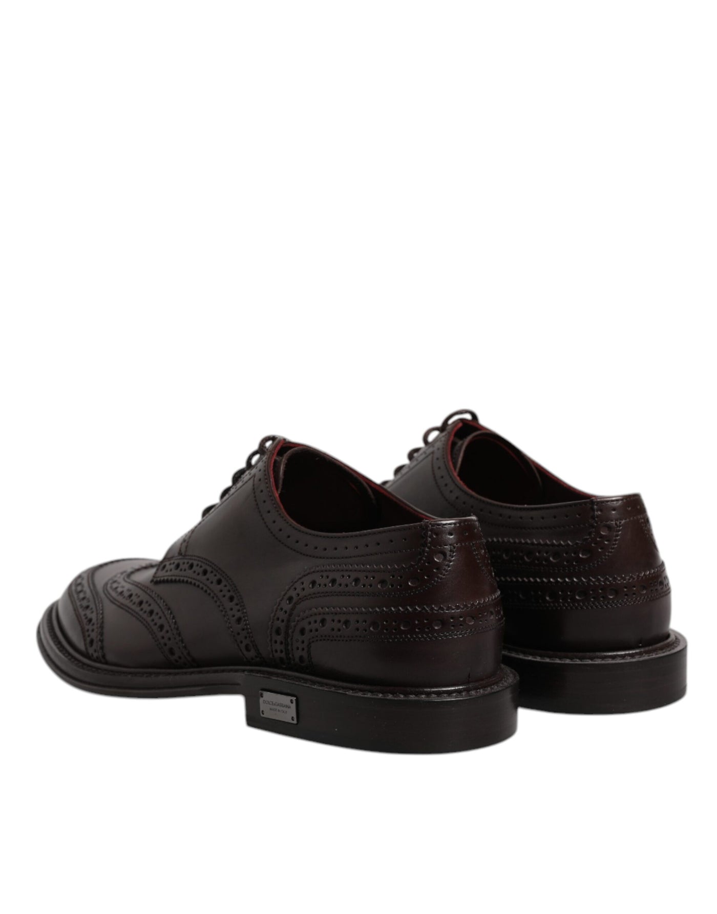 Dolce &amp; Gabbana Bruine Leren Derby Wingtip Veterschoenen Formele Kleding
