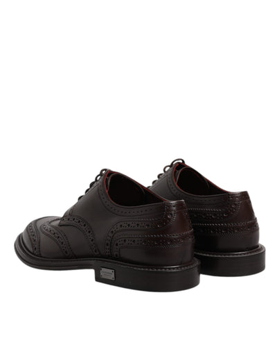 Dolce &amp; Gabbana Bruine Leren Derby Wingtip Veterschoenen Formele Kleding