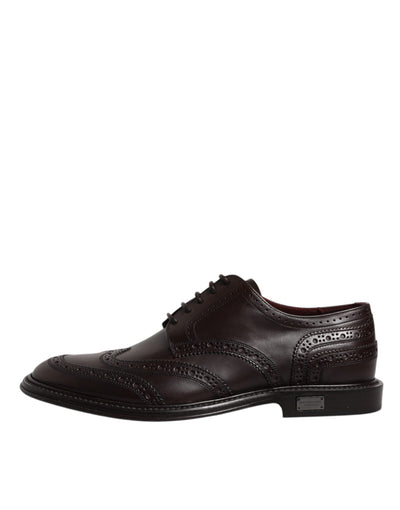 Dolce &amp; Gabbana Bruine Leren Derby Wingtip Veterschoenen Formele Kleding