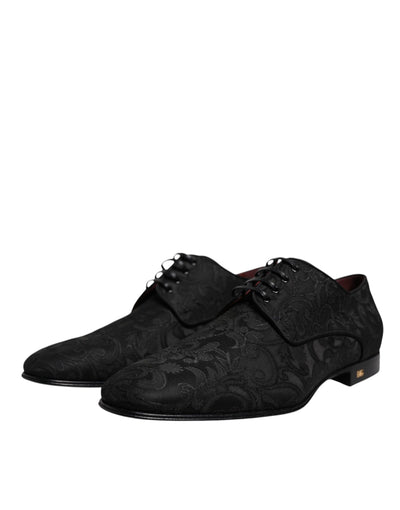 Dolce &amp; Gabbana Zwarte Jacquard Veterschoenen Derby Dress