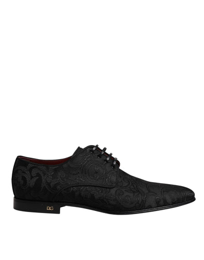 Dolce &amp; Gabbana Zwarte Jacquard Veterschoenen Derby Dress