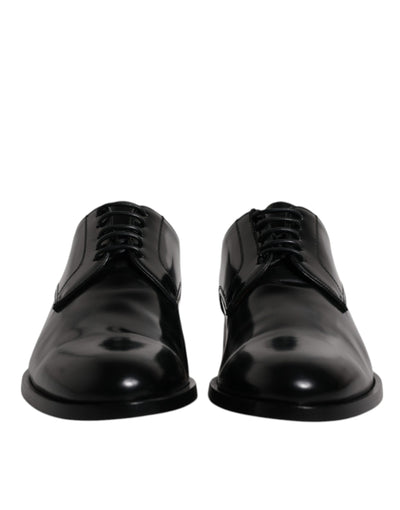 Dolce &amp; Gabbana Zwarte Kalfsleren Derby Veterschoenen Formele Kleding