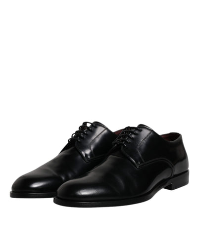 Dolce &amp; Gabbana Zwarte Kalfsleren Derby Veterschoenen Formele Kleding