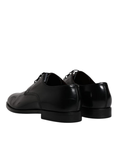 Dolce &amp; Gabbana Zwarte Kalfsleren Derby Veterschoenen Formele Kleding
