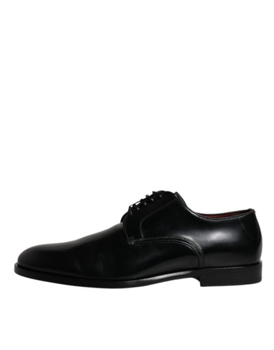 Dolce &amp; Gabbana Zwarte Kalfsleren Derby Veterschoenen Formele Kleding