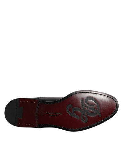 Dolce &amp; Gabbana Zwarte Kalfsleren Derby Veterschoenen Formele Kleding